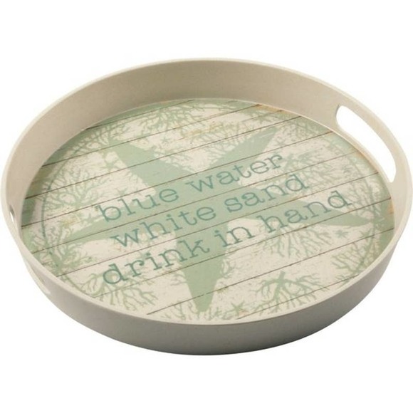 Tray Set - Blue Water White Sand Drink In Hand NEW - Picture 3 of 9